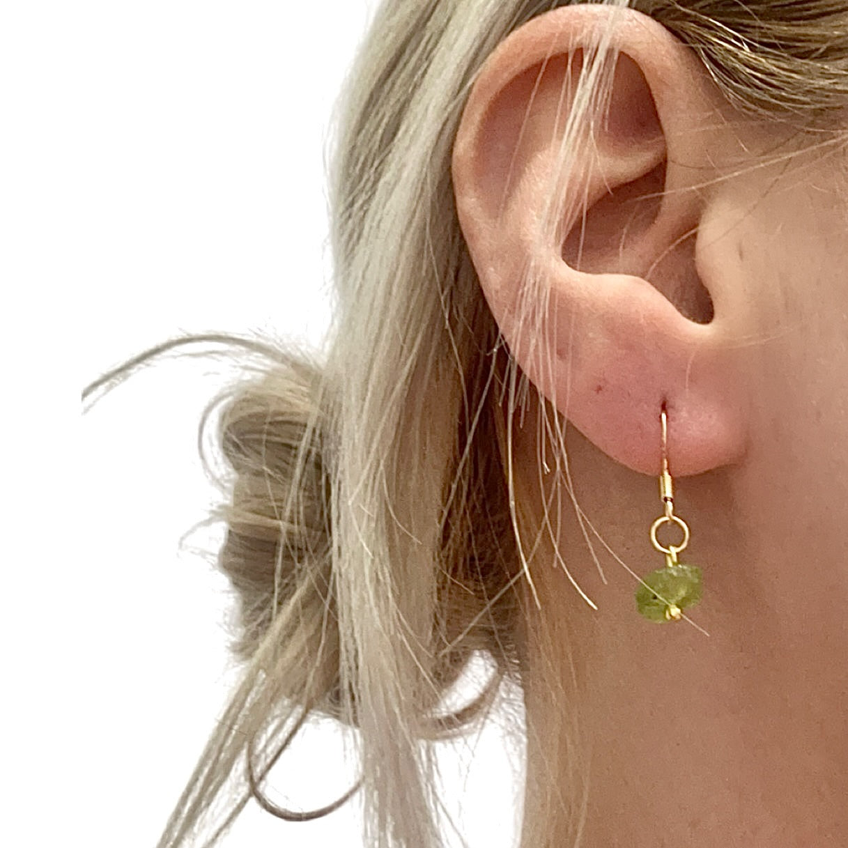 Peridot raw crystal drop earrings