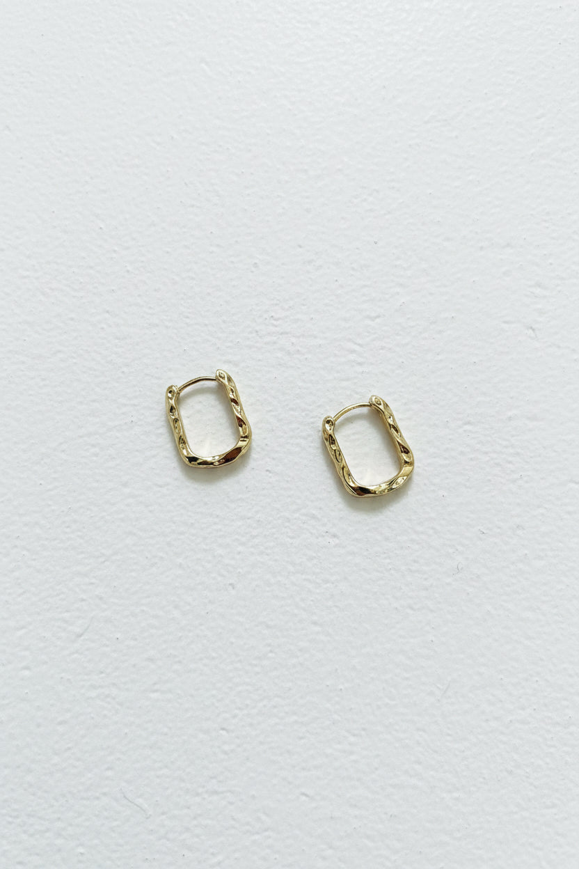 Gold hammered hoops