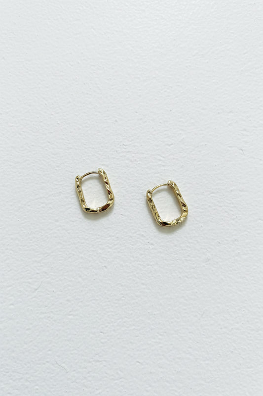 Gold hammered hoops