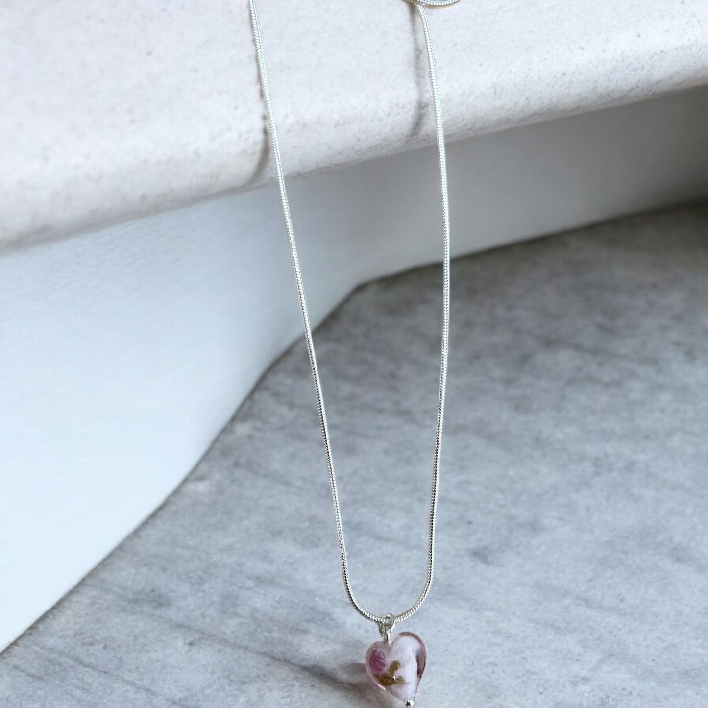 Rose heart 925 silver necklace