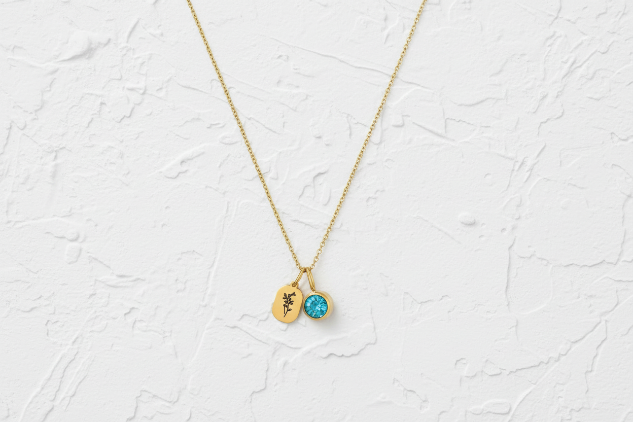 December birth flower & gemstone necklace