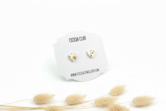 Orange delicate flowers heart stud earrings