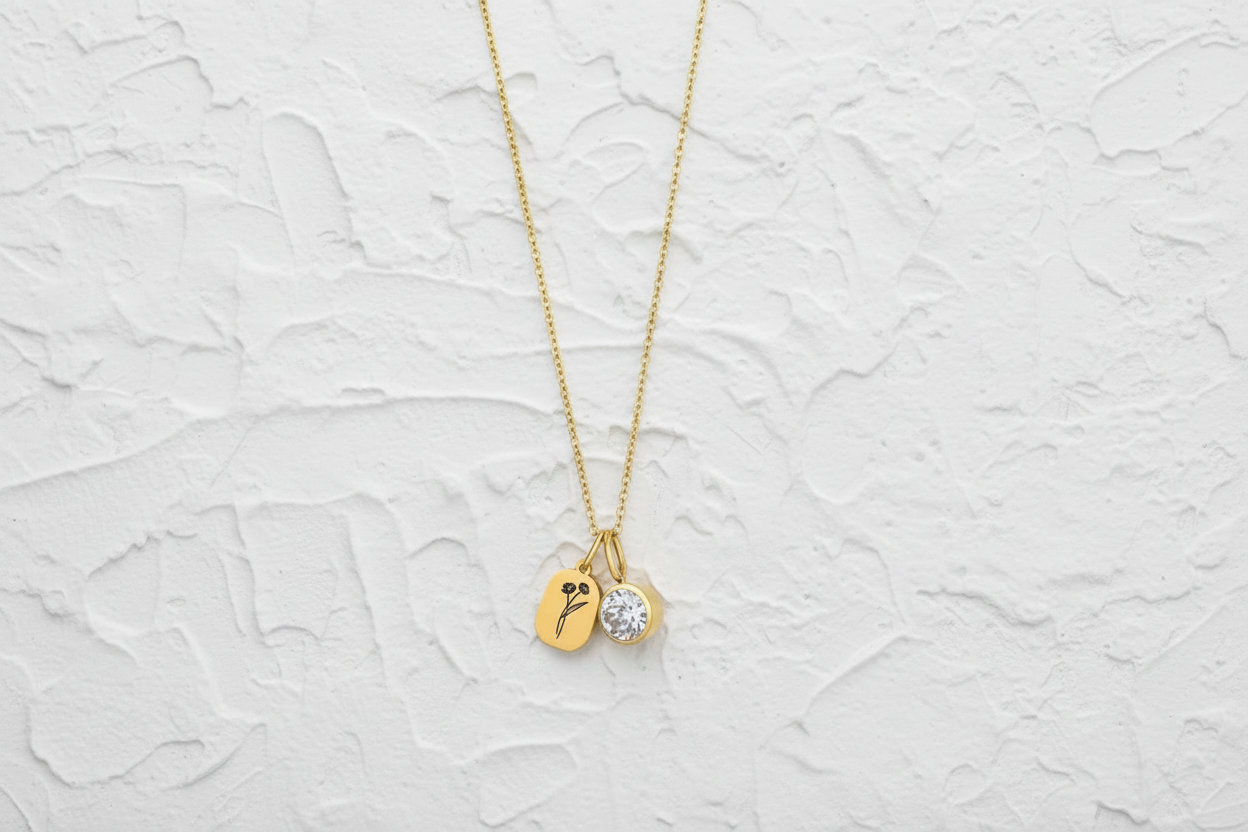 April birth flower and gemstone necklace