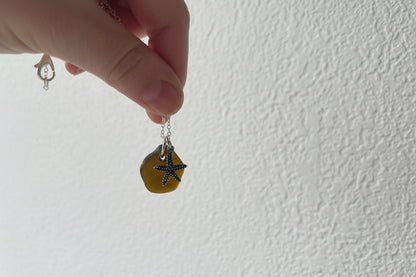 Pirate sea glass & dark sterling silver necklace