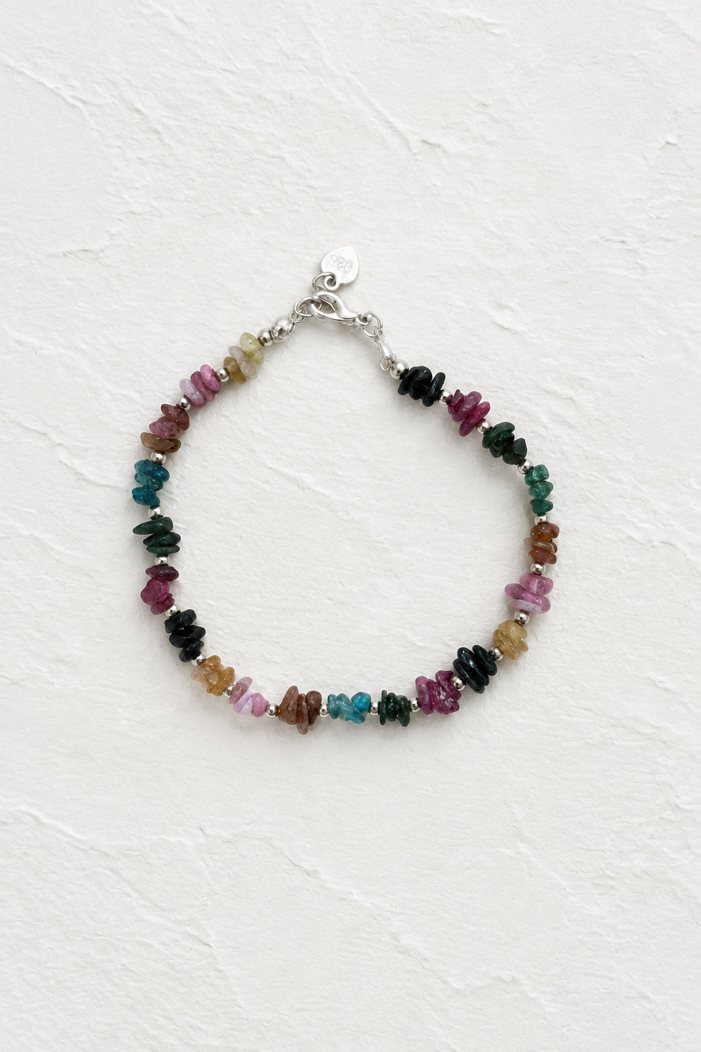 Watermelon tourmaline & Sterling silver bracelet
