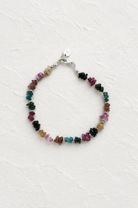Watermelon tourmaline & Sterling silver bracelet