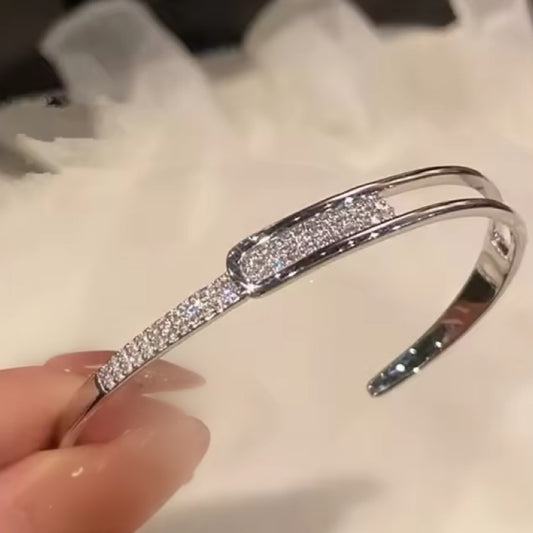 Silver gem bangle (small size)