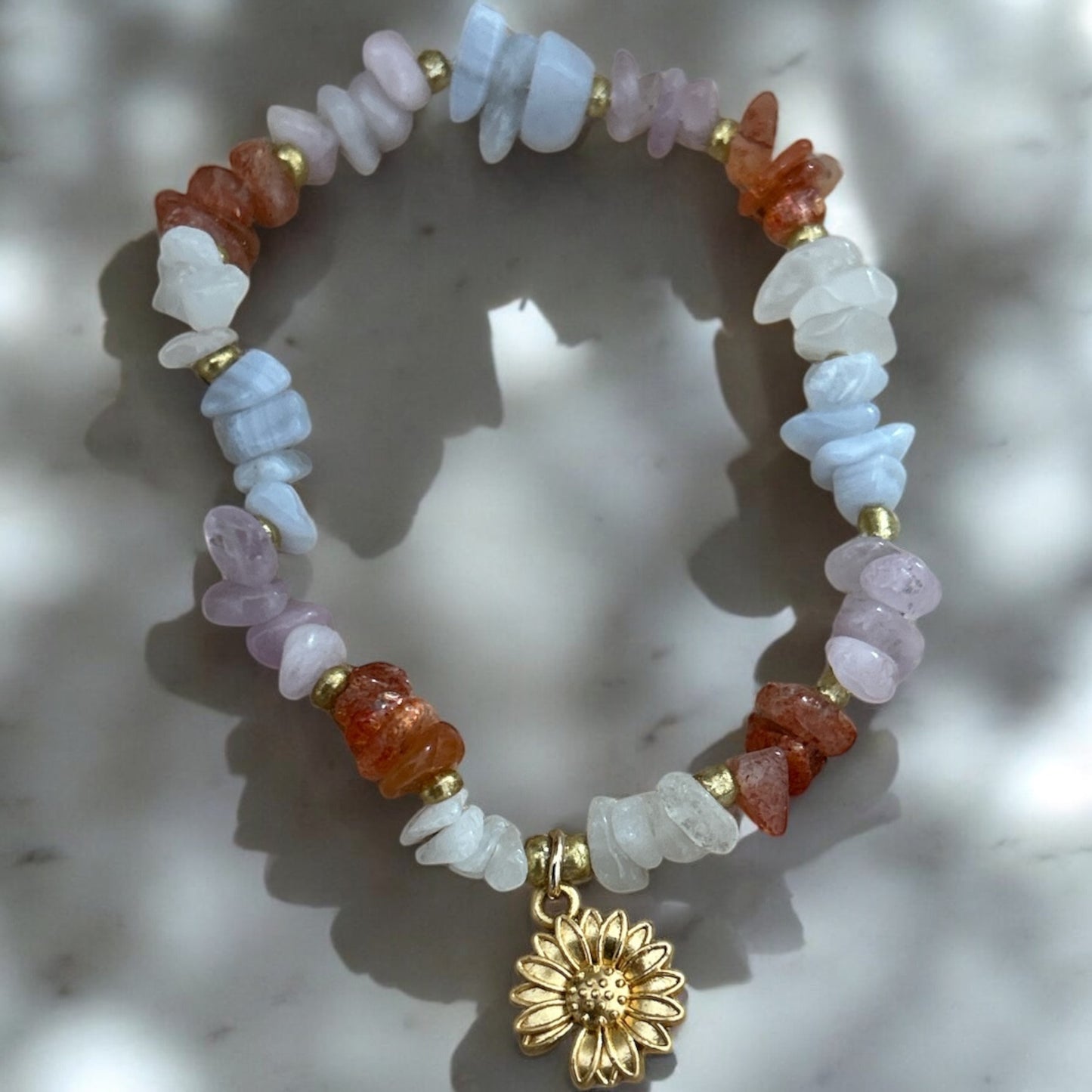 Multi Crystal chip sunflower bracelet