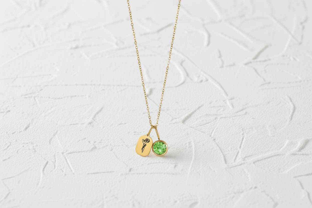 August birth flower and gemstone necklace