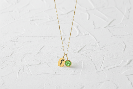 August birth flower and gemstone necklace