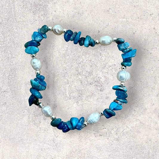 Apatite & fresh water pearl bracelet