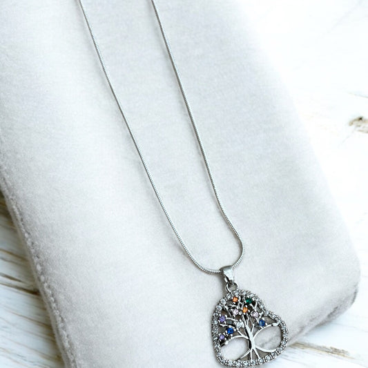 Heart tree of life necklace