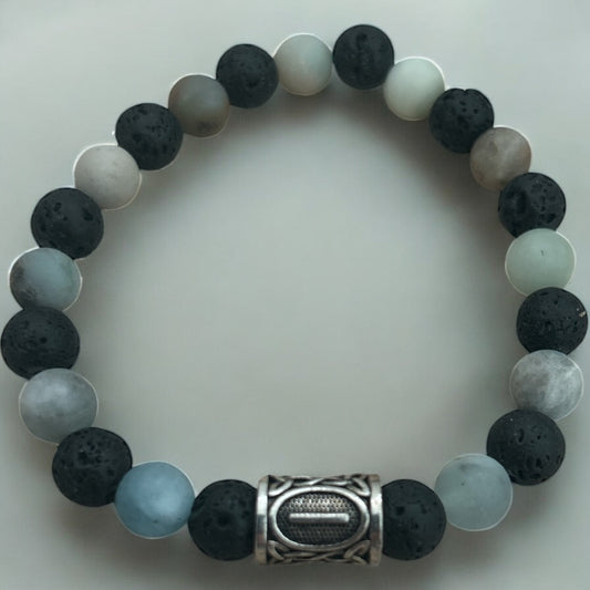 Lava rock & amazonite (matt) beaded bracelet