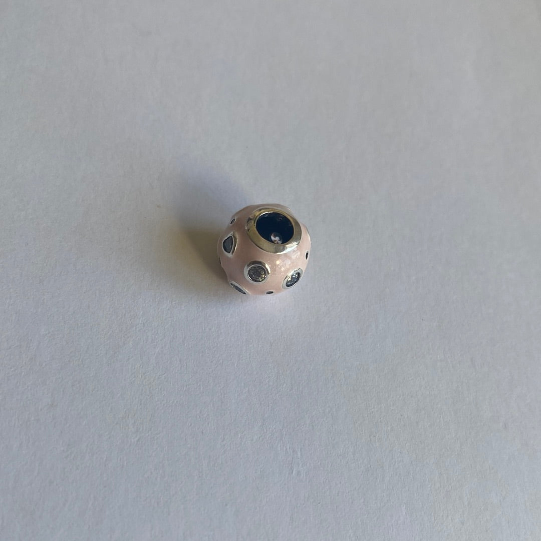 Spotty baby pink diamanté  925 spacer bead