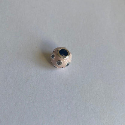 Spotty baby pink diamanté  925 spacer bead