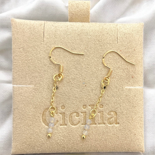 Aquamarine & 925 gold plated dangle drop earrings