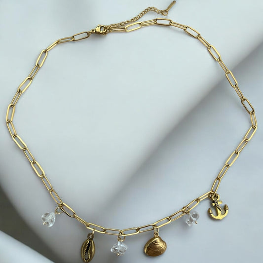 Raw clear quartz charm necklace