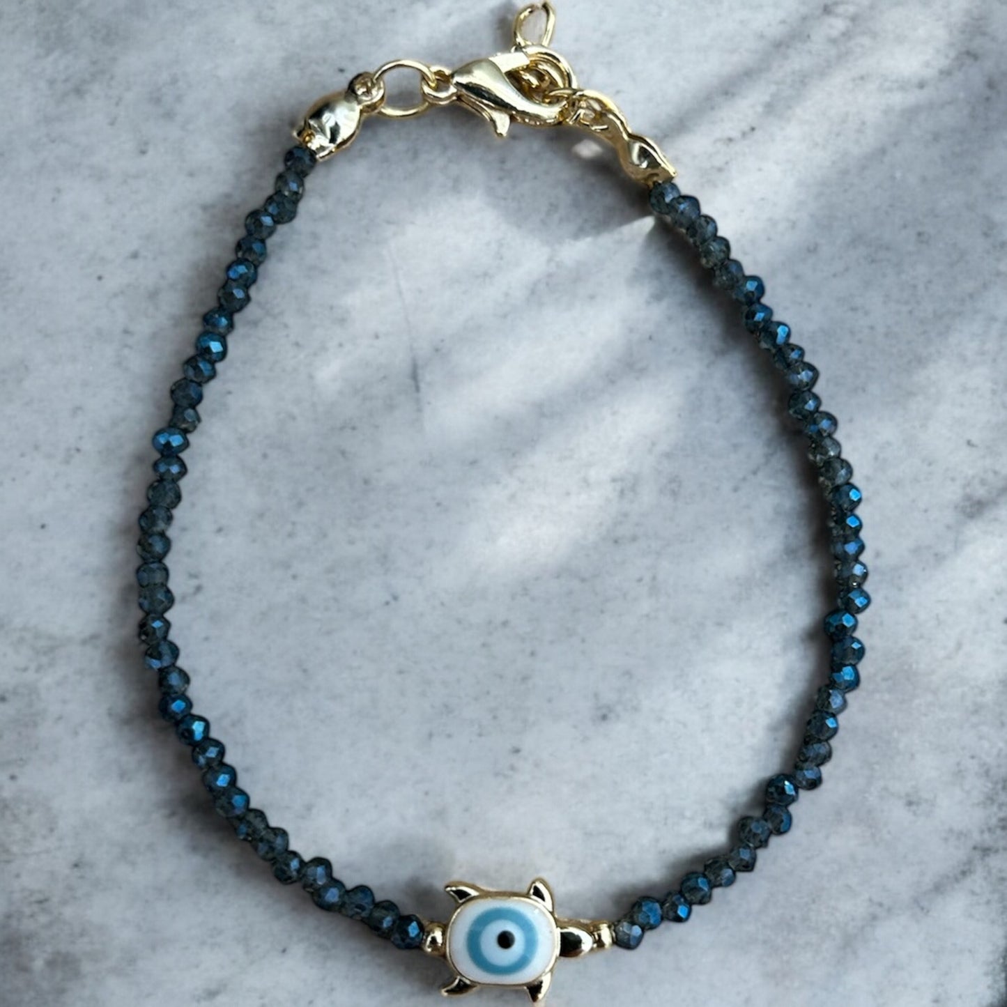 Dark blue turtle evil eye bracelet