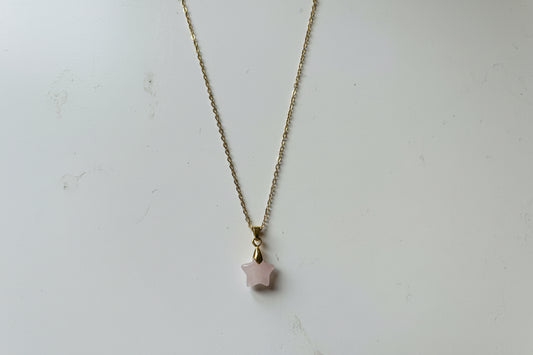 Rose quartz star necklace