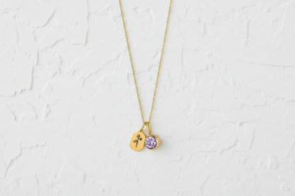 February birth flower & gemstone necklace