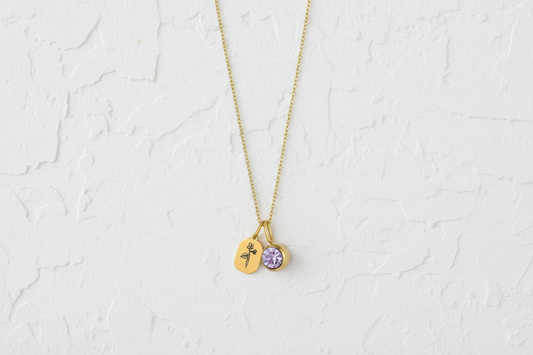 February birth flower & gemstone necklace