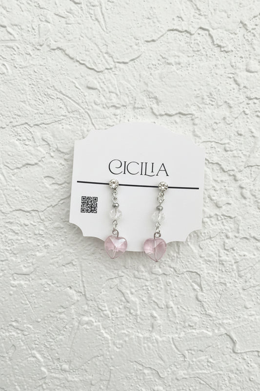 Celestial heart drop stud earrings