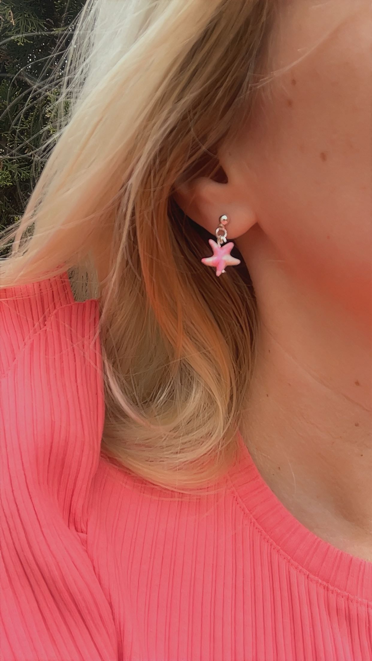 Sterling silver howlite starfish earrings