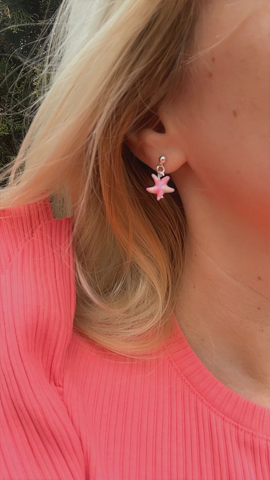 Sterling silver howlite starfish earrings