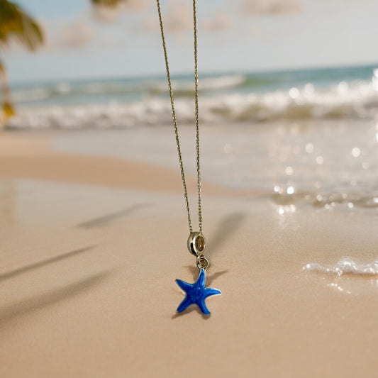 Blue star necklace