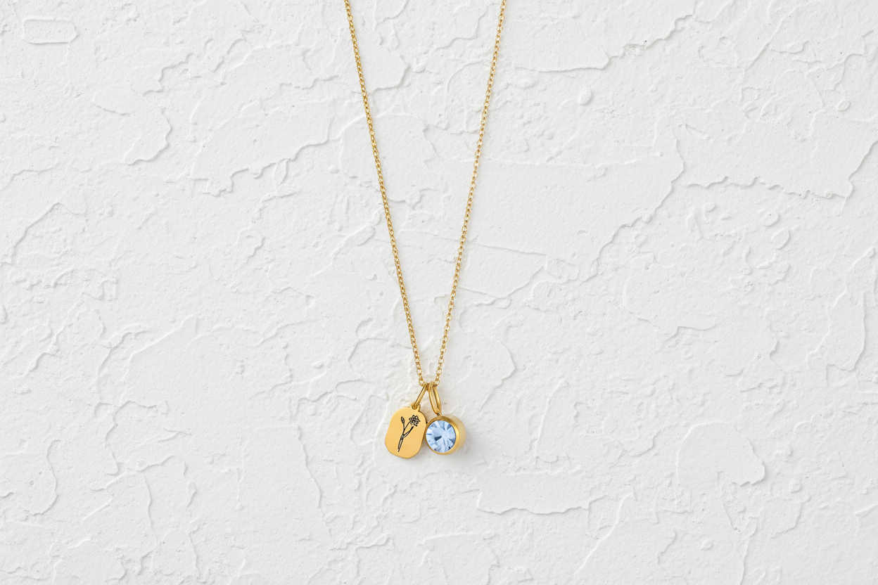 March birth flower & gemstone necklace