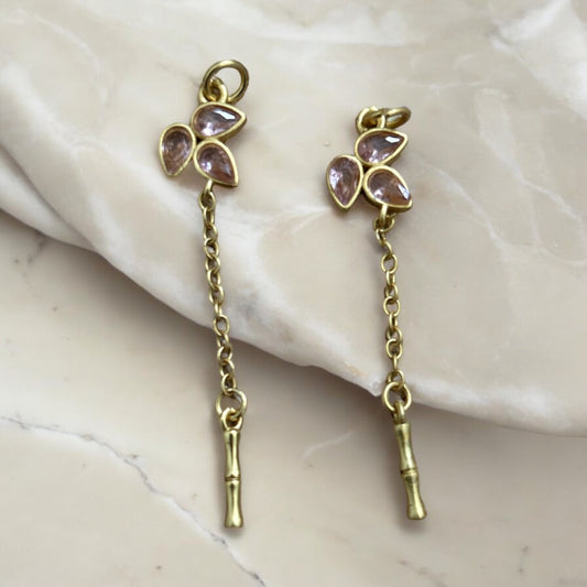 Peach dangle leaf charms