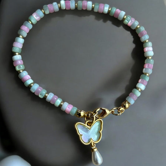 Butterfly rainbow mother of pearl bracelet