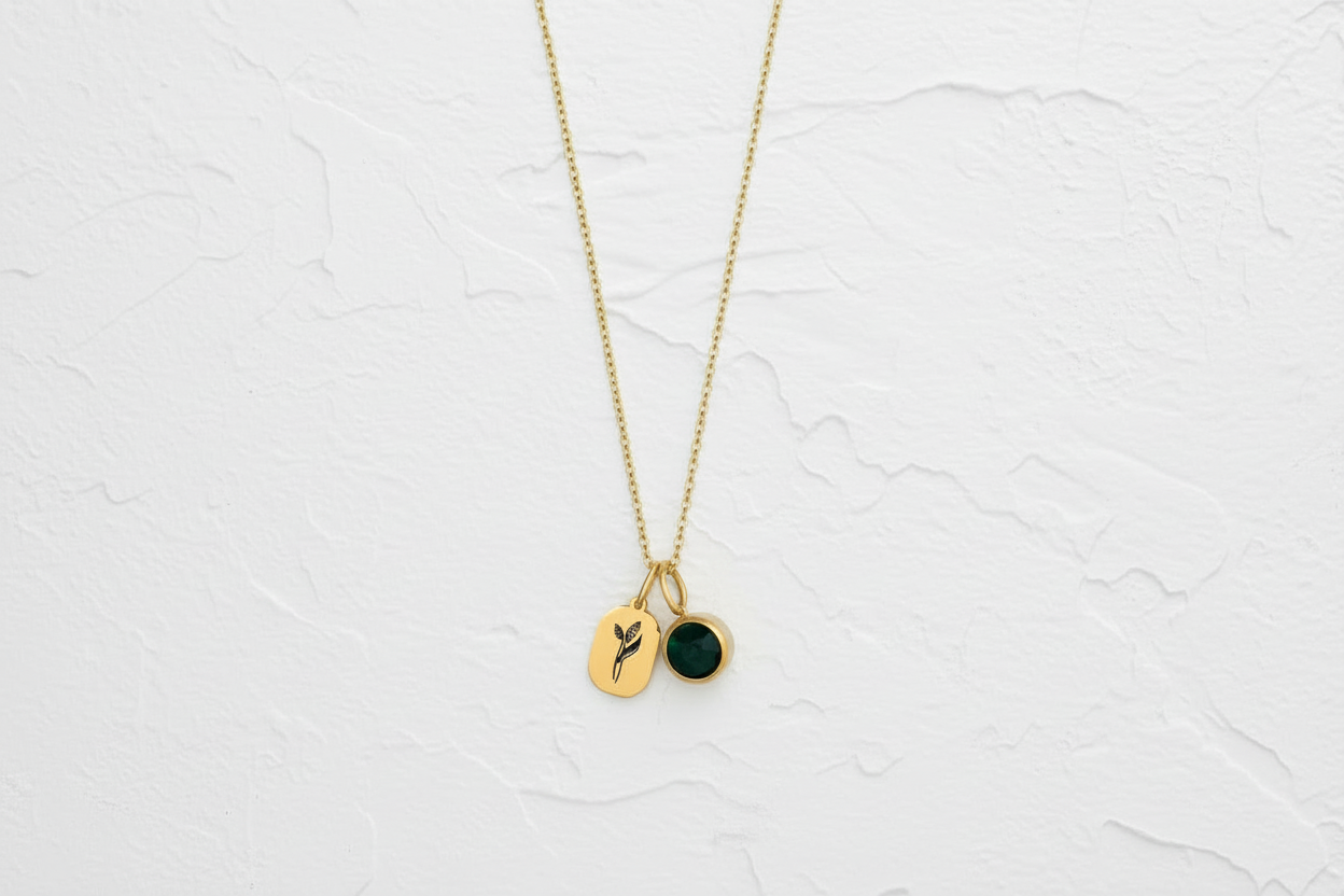 May birth flower & gemstone necklace