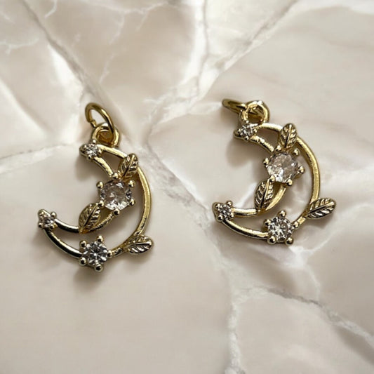 Leaf and moon charms