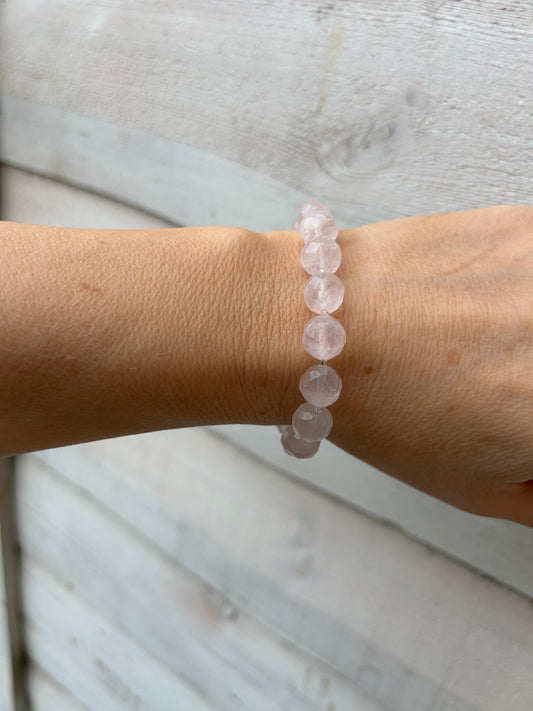 Faceted rose quartz gemstone bracelet