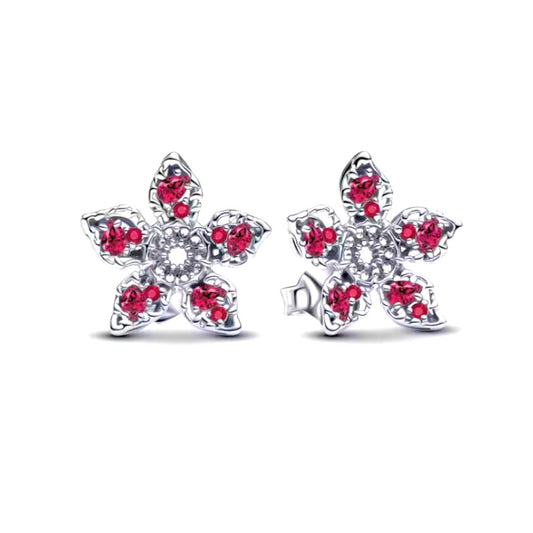 Hot pink flower studs