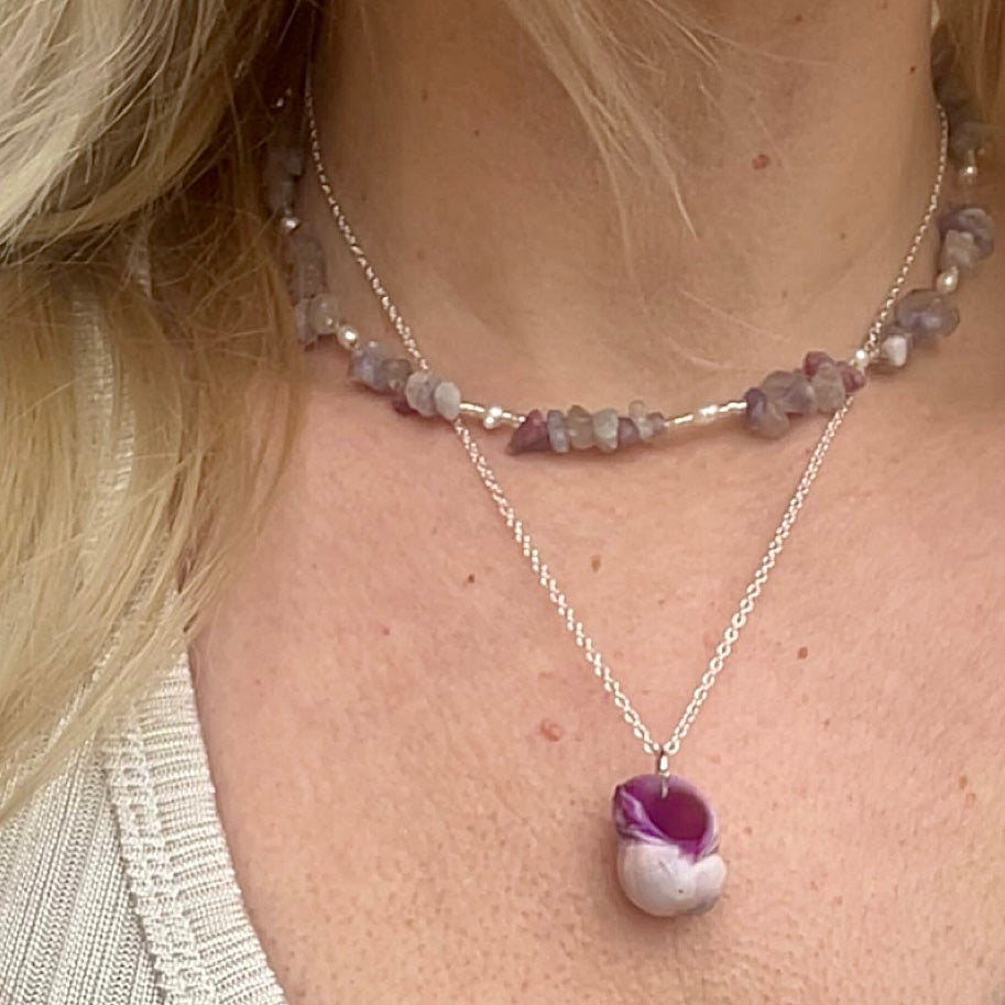 Unicorn Jasper & pearl necklace