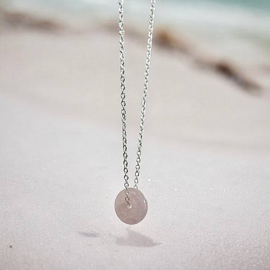 Pink Morganite donut & 925 silver necklace