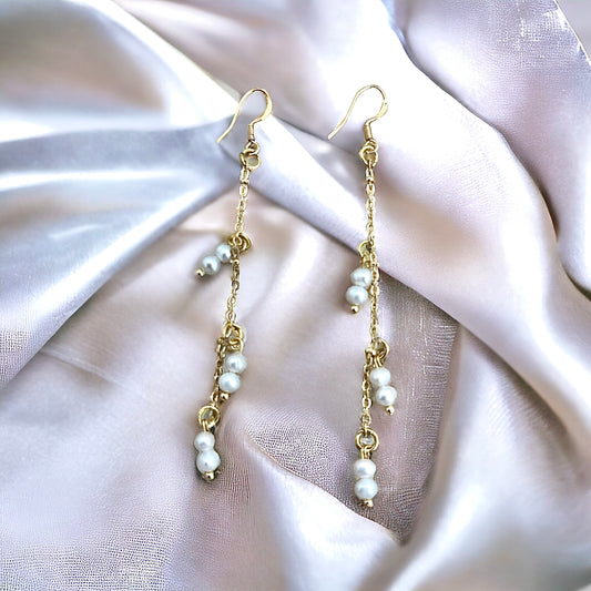 Fresh water pearl drop 925 gold plated earrings