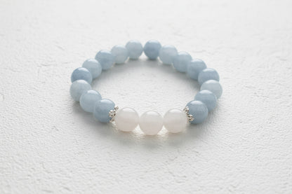 Aquamarine & Rose Quartz beaded bracelet