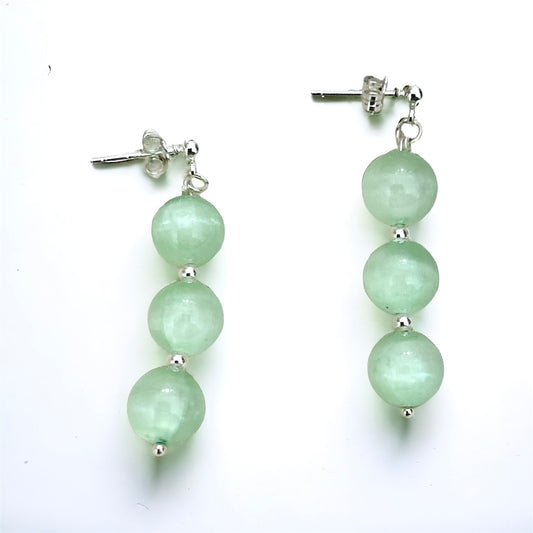 Pastel green selenite drop 925 silver earrings