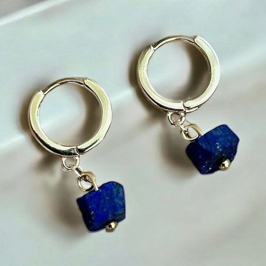 Lapis Lazuli raw crystal huggies