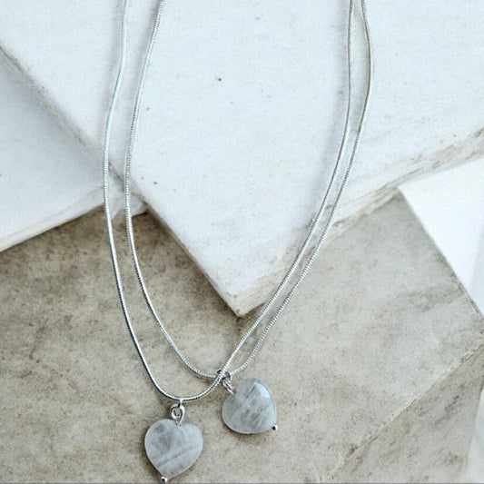 Moonstone heart necklace with sterling silver chain
