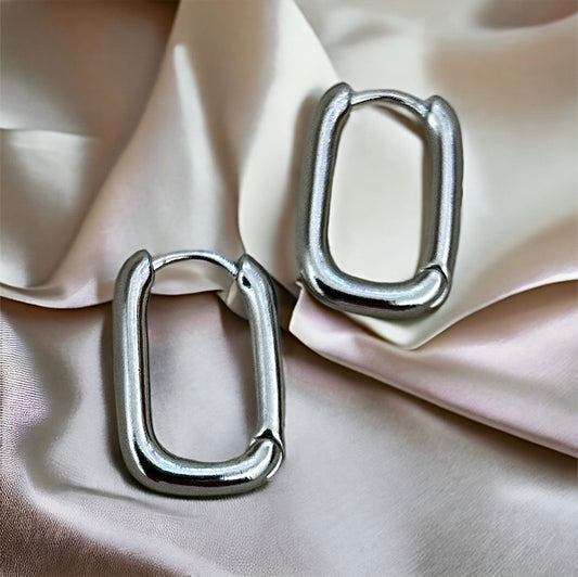 Rectangle hoop stainless steel earrings