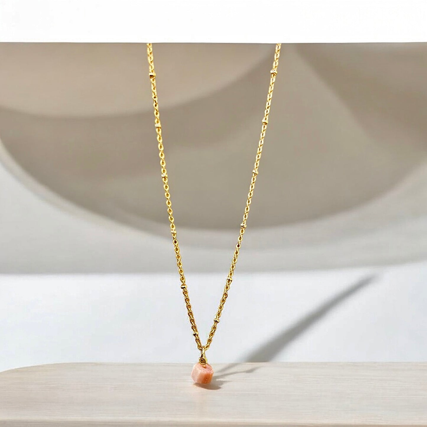 Pink Opal raw crystal necklace