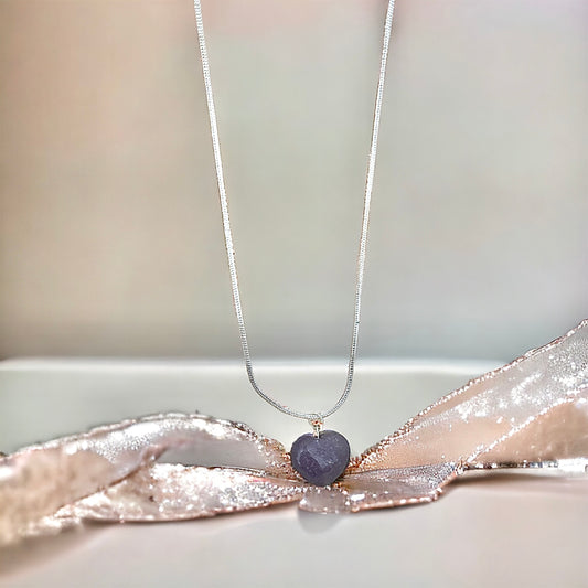 Lepidolite heart & sterling silver necklace