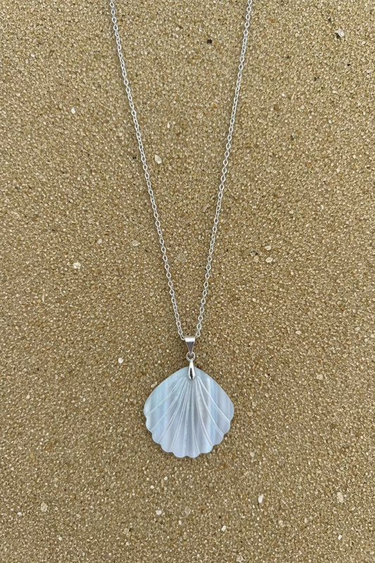Sterling silver mother of pearl shell necklace