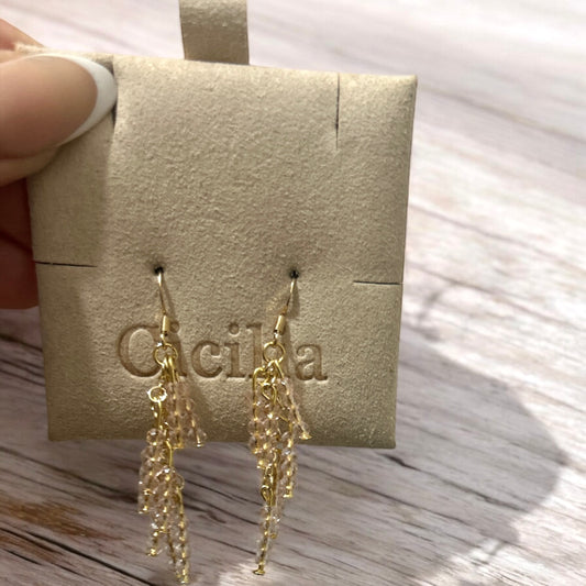 Gold 925 silver & rose quartz dangle earrings