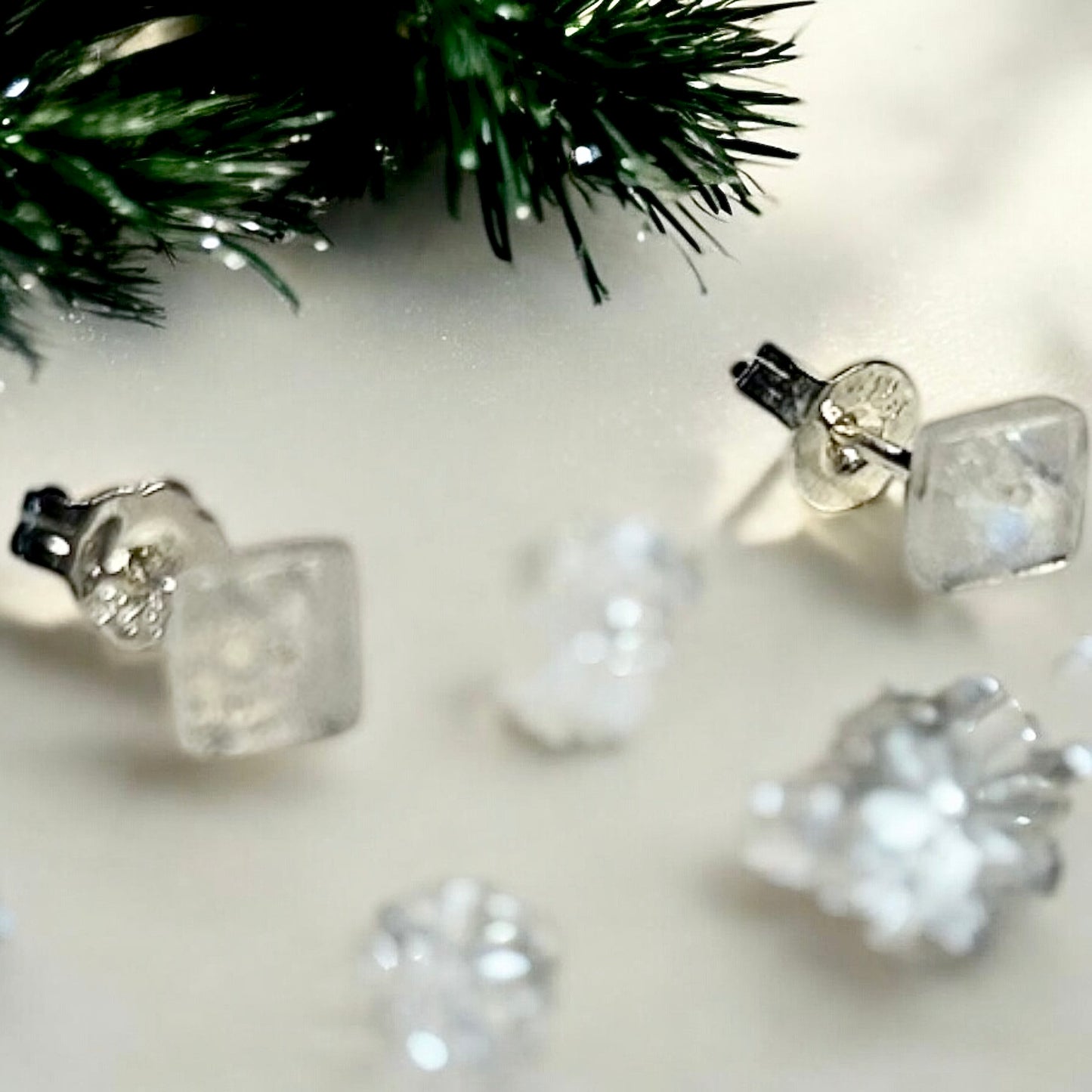 Moonstone 925 silver stud earrings