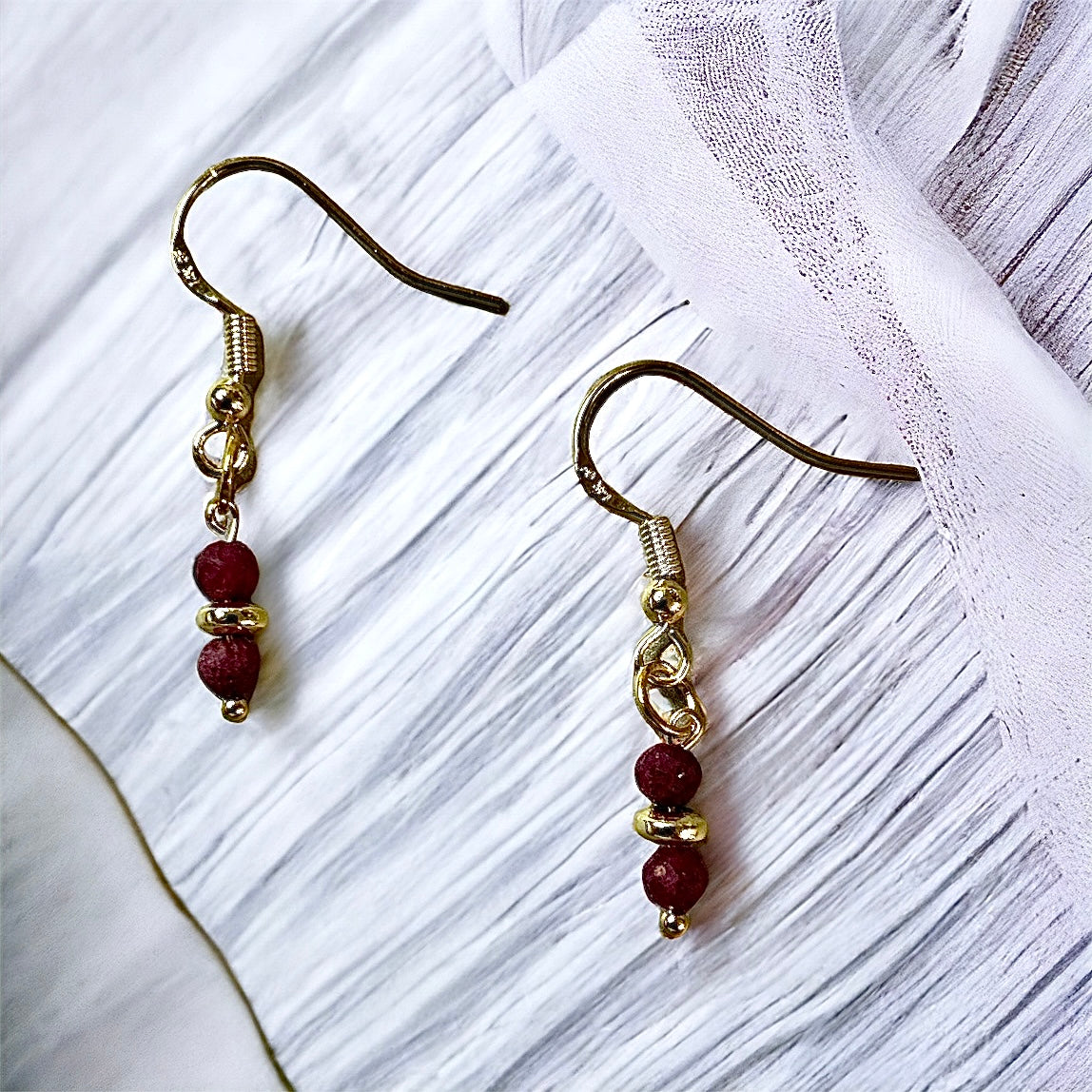 Ruby dangle drop earrings